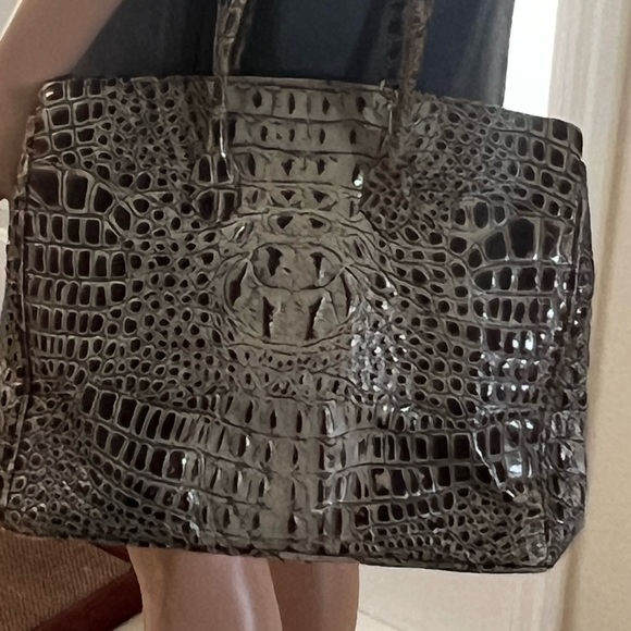 Brazilian Crocodile Embossed Handbag with Lock - Picture 7 of 11